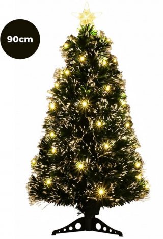 Lomera Kerstboom met Verlichting - 90 CM Kerstboom - Warm Witte LED - Kunststof Standaard - Binnen Gebruik - 20 LED Lampjes - Compacte Kerstboom - Kunstkerstboom - Kleine Kerstboom - Kerstdecoratie - IP-20 Adapter - Energiezuinig