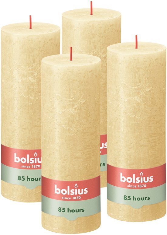 Bolsius Rustieke Kaars - 4 Stuks - Oat Beige - 19cm - 85 branduren