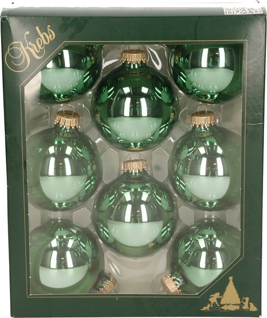 Krebs kerstballen - 8x st - jade groen - 7 cm - glas - kerstversiering