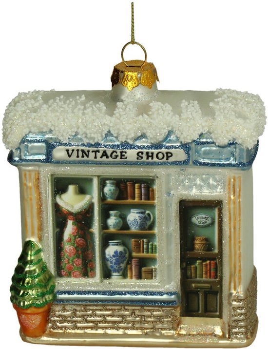 HD Collection glazen kerstornament kerst hanger Vintage winkel 13 cm