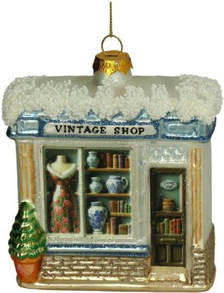 HD Collection glazen kerstornament kerst hanger Vintage winkel 13 cm