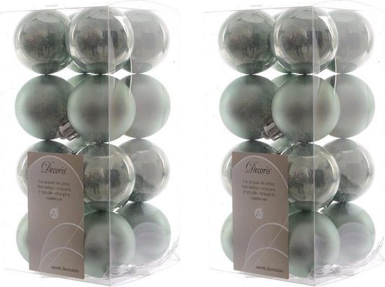 32x Mintgroene kunststof kerstballen 4 cm - Mat/glans - Onbreekbare plastic kerstballen - Kerstboomversiering mintgroen