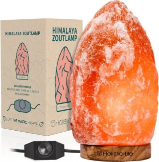 Dimbare Grote Zoutlamp 3-5KG Himalayazout– Tafellamp – Sfeerlamp – Zoutsteen Nachtlampje – Dimbaar – Incl. E-book – Cadeau