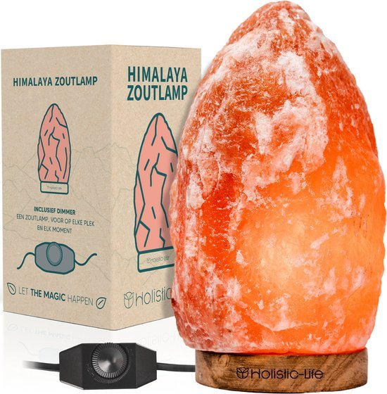 Dimbare Grote Zoutlamp 3-5KG Himalayazout– Tafellamp – Sfeerlamp – Zoutsteen Nachtlampje – Dimbaar – Incl. E-book – Cadeau