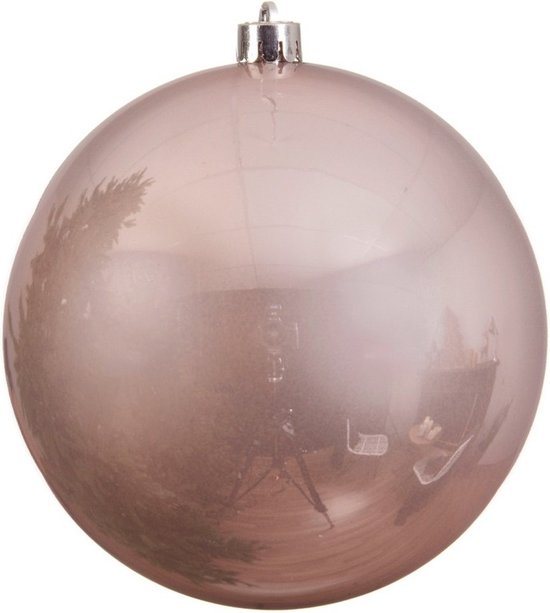 Decoris Kerstbal - lichtroze - groot - 14 cm - kunststof - glans - kerstversiering
