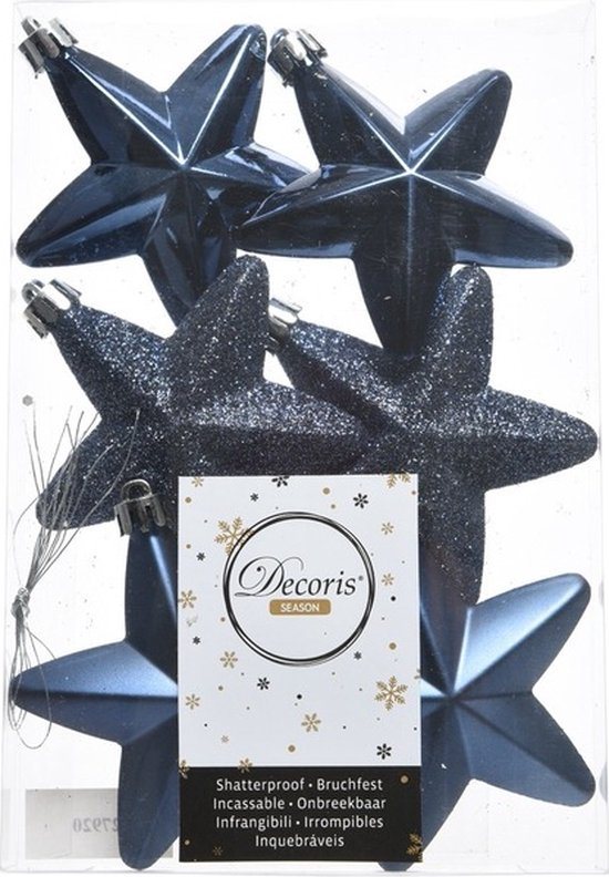 Decoris kersthangers - 6 stuks - 7.5cm - kunststof - mix