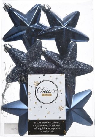 Decoris kersthangers - 6 stuks - 7.5cm - kunststof - mix