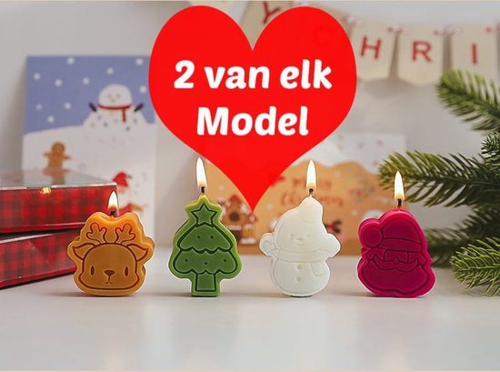 Kaars - Kerst Set - 2 SET - 4 Vormen - Christmas - Kerstman - Kerstboom - Decoratie - Aromatherapie Kaars - Figuurkaars