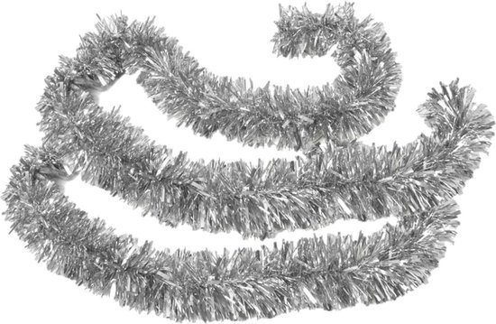 Gerimport Kerstslinger - 2x - zilver - 180 x 12 cm - folie - Extra brede - folieslinger - kerstversiering