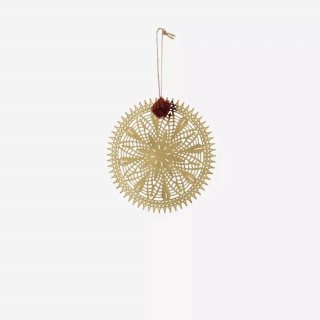 Madam Stoltz - Goudkleurig kerstornament met sneeuwvlok-design - 12 cm