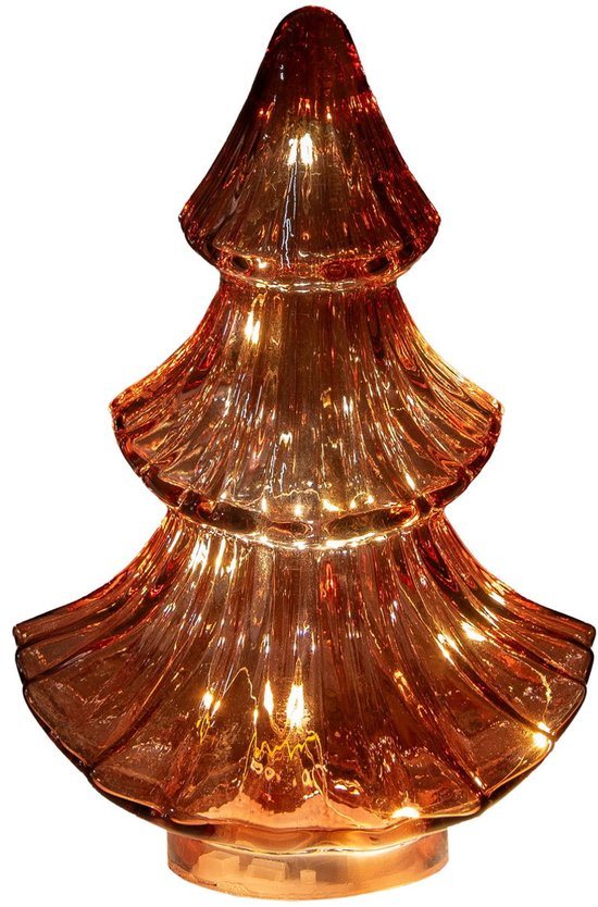 Annas collection - Boompje glas LED 15,5x9,5 cm bordeaux