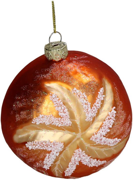 HD Collection glazen kerst ornament kersthanger Wit broodje 8.9 cm uit de collectie The Christmas Bakery - de Kerst Bakkerij