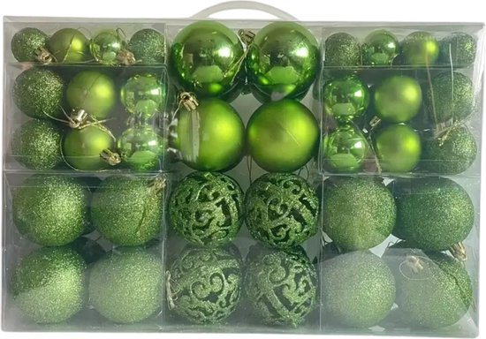 Livano Kerstballen - Kerstversiering - Plastic - Appelgroen- Kerstballenset - 100 stuks