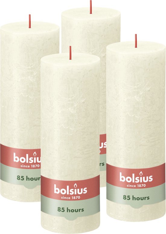 Bolsius - Rustieke Kaars - 4 Stuks - Ivoor - 19cm