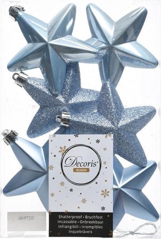 Decoris kersthangers - 6 stuks - 7.5cm - kunststof - mix