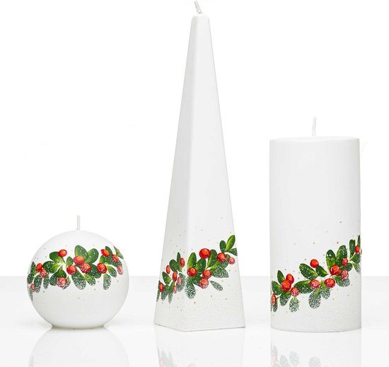 Kaarsen Set - Handgeschilderd - Hulst - kerst - kaars - kerstverlichting