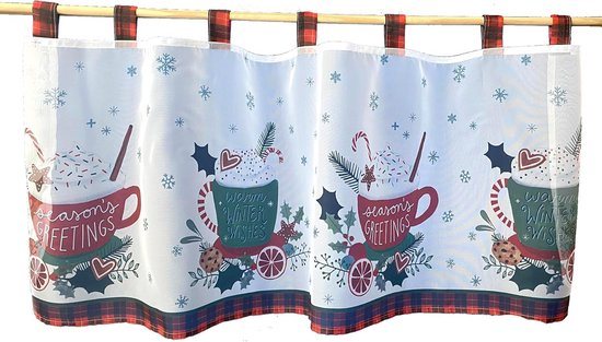 Kerst Vitrage Advent Gordijn 45x120 Winter Wensen Raamdecoratie Sneeuwvlokken Transparant