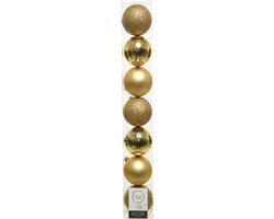 7x stuks kunststof kerstballen goud 8 cm - Mix - Onbreekbare plastic kerstballen