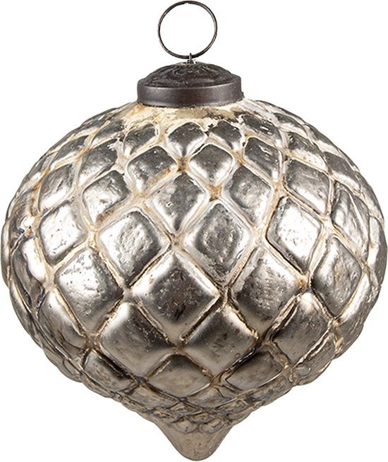 Clayre & Eef Kerstbal Overig 12x12x12 cm Beige Glas Kerstballen