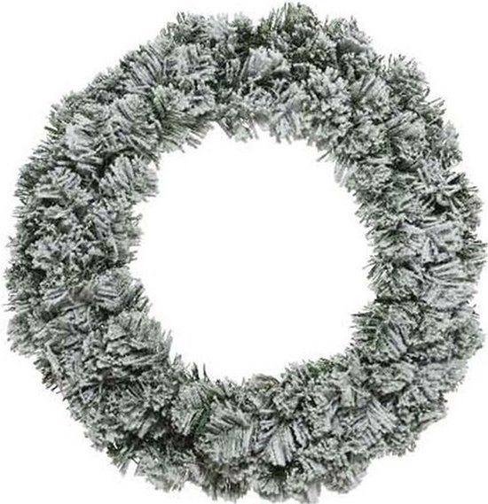 Groen/witte kerstkrans 60 cm Imperial met kunstsneeuw - Kerstkransen kerstversieringen/kerstdecoraties
