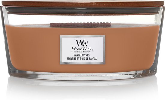 WoodWick Heartwick Flame Ellipse Geurkaars - Santal Myrrh - 50 branduren