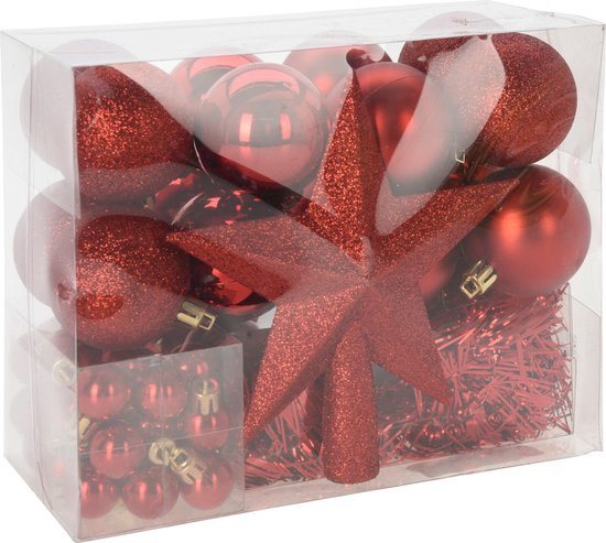 Christmas Decorations Kerstballen - set - 54st - rood - voor kleine boom