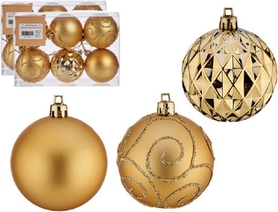 Krist+ gedecoreerde kerstballen - 18x stuks - goud - kunststof - 6 cm