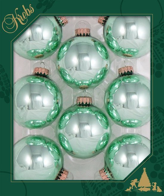 Krebs Kerstballen - 8x st - mintgroen - 7 cm - glas - seafoam groen - kerstversiering