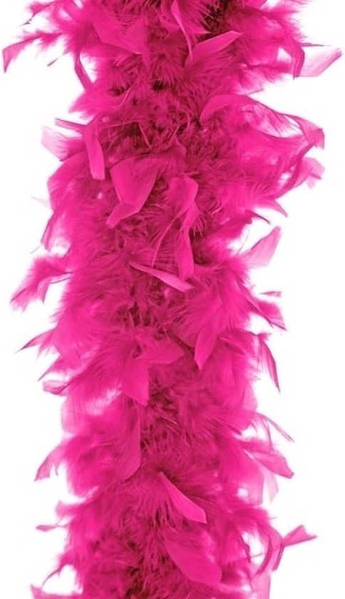 Atosa Carnaval verkleed boa met veren - 1x - fuchsia - 180 cm - 45 gram - Glitter and Glamour