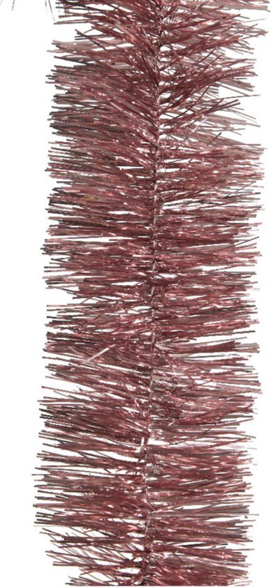 Decoris kerstslinger - oudroze - lametta - 270 x 7 cm - folie slinger - kerstversiering