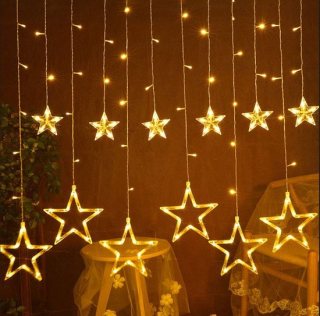 Lichtendirect- Lichtsnoer- Ster-LED- 3.5 Meter- 138 LED- Ramadan- Suikerfeest-Sfeer Verlichting-Ramadan decoratie -Sterren-Maan-Lichtslinger-Lichtsnoer voor binnen/buiten-Bruiloft verlichting