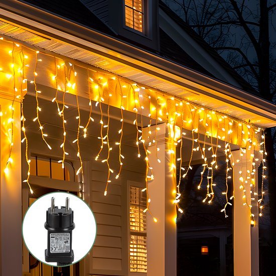 Aigostar 10BZX - LED Lichtgordijn - 5 meter - Kerstverlichting - IJspegel - 100 LED's - Sfeerverlichting - voor buiten & binnen - Warm wit
