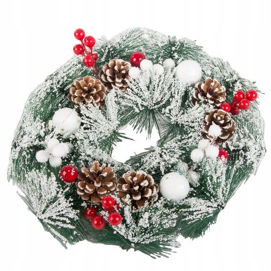 Hangzhou A Link Star - Kerstkrans - 20 cm - Met Versiering - Natuurlijke Dennenappels