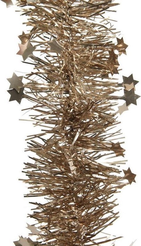 2x Bruine kerstversiering folie slinger met ster 270 cm