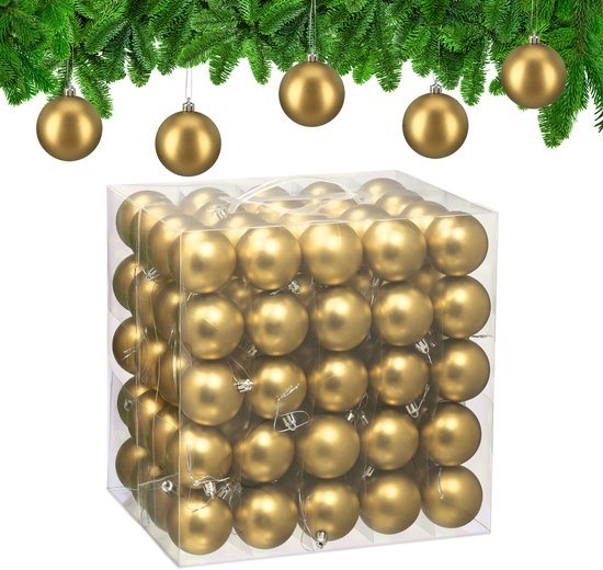 kerstballen set van 100 - Ø 6 cm - mat - kunststof - goud