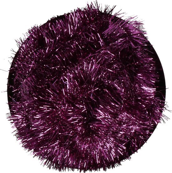 Decoris kerstboom folie slinger/lametta guirlande - paars - 270 x 7 cm