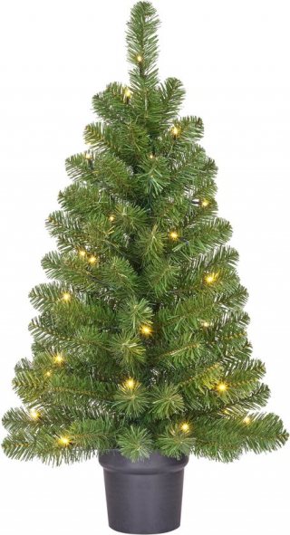 Black Box Trees Norton Kunstkerstboom in Pot met LED Verlichting - H90 x Ø50 cm - Groen