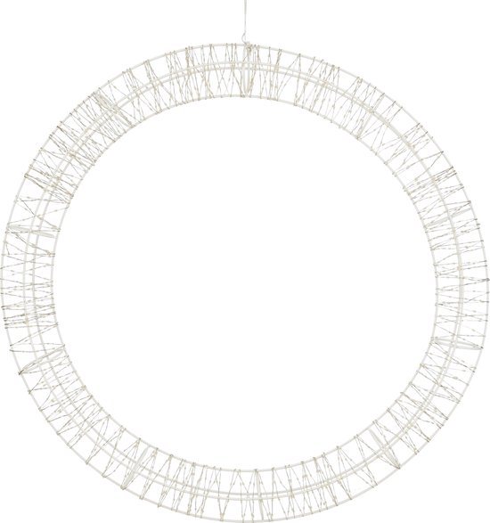 Luca Lighting Kerstverlichting Cirkel met Warm Witte LED Lampjes - Ø56 cm - Metaal - Wit