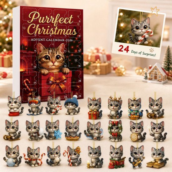 2026 Kerstkalender - Adventskalender 2026- kalender 2026 - blind boxes - versieren - sleutelhanger - sleutelhanger kat - Geef je familie een mooi cadeau.