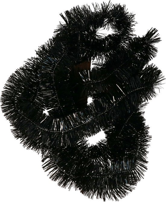 Inge Christmas Goods Kerstslinger - zwart - folie - 270 cm - lametta - kerstboomslinger