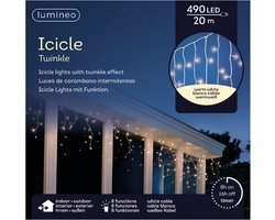 Lumineo ijspegelverlichting - 490 LED - warm wit - 20 m - 8 lichteffecten - kerstverlichting