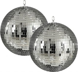 House of Seasons Grote discobal kerstballen - 2x - zilver - 25 cm - foam - spiegelbol