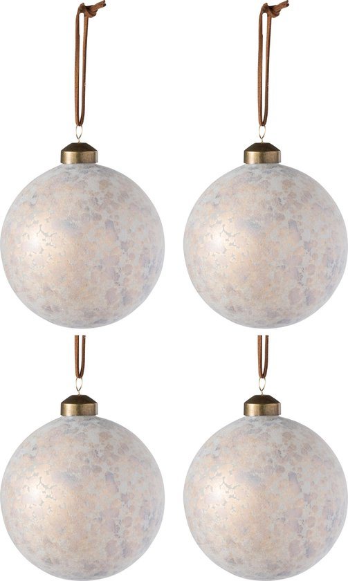 J-Line Doos van 4 Kerstballen Luipaard Medium 10 cm