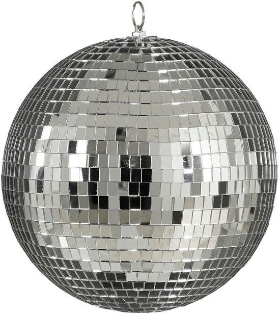 House of Seasons Grote discobal kerstbal - zilver - 25 cm - foam - spiegelbol