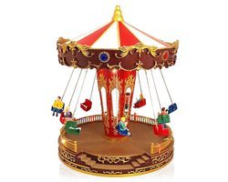 Kerstcarrousel met Beweging, Muziek en Lichten | Miniatuur Kerstdorp Decoratie