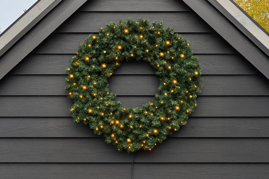 Blynx Kerstkrans met Verlichting Buiten · Ø 75 cm · 80 LED lampjes · Koppelbaar · IP67 · incl. startkabel