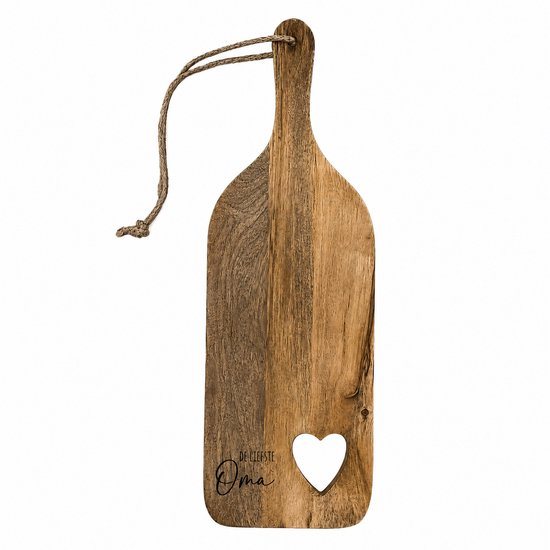 Mango houten serveerplank “De liefste Oma” – Verjaardag cadeau – 40x13 cm – Serveerplank met hart - Moederdag - Cadeau Oma