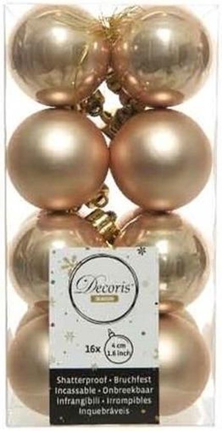 Decoris kerstballen - 16 stuks - 4cm - kunststof