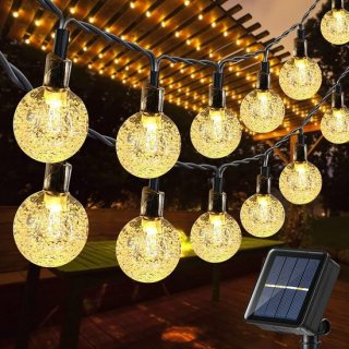 Lichtsnoer Buiten op Zonne-Energie - 50LED Solar Tuinverlichting - Warm-wit - ø2.2cm - Lampjes slinger - Kerstverlichting - Buitenverlichting - sfeerverlichting - 5+2m - Lichtslinger - IP 65