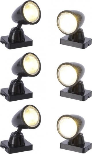 Decoris Kerstdorp verlichting - spotjes - 6x - LED - kerstdorp accessoires - lampjes - lichtjes